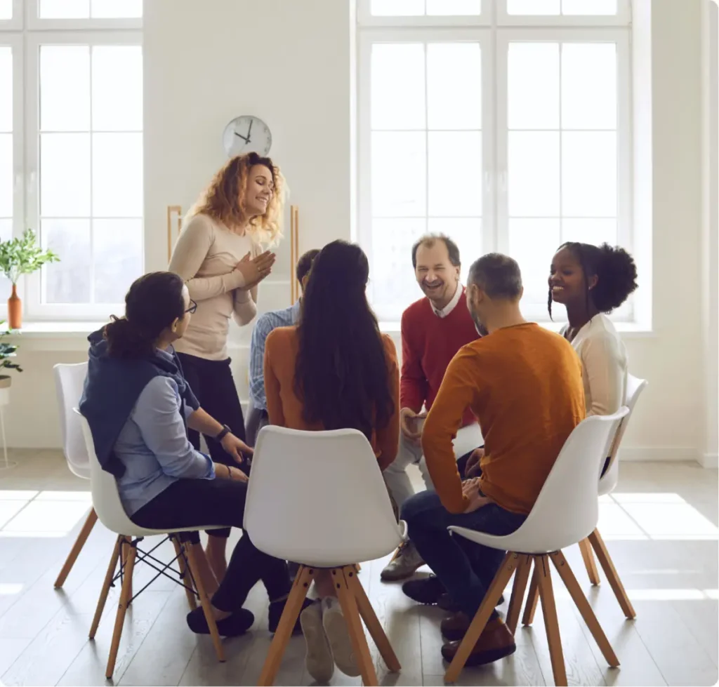 Group therapy for schizophrenia treatment and mental health recovery support.