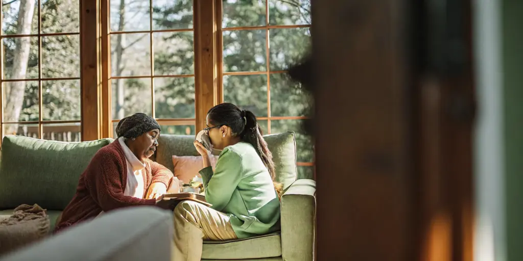 Professional receiving compassionate support from a family member